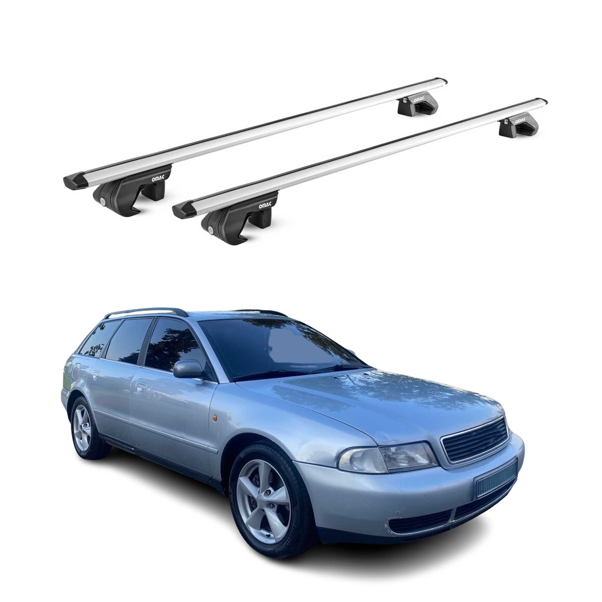 Dachträger Grundtäger für Audi A4 B5 B6 B7 Avant 1995-2008 90kg Alu Grau 2x ABE