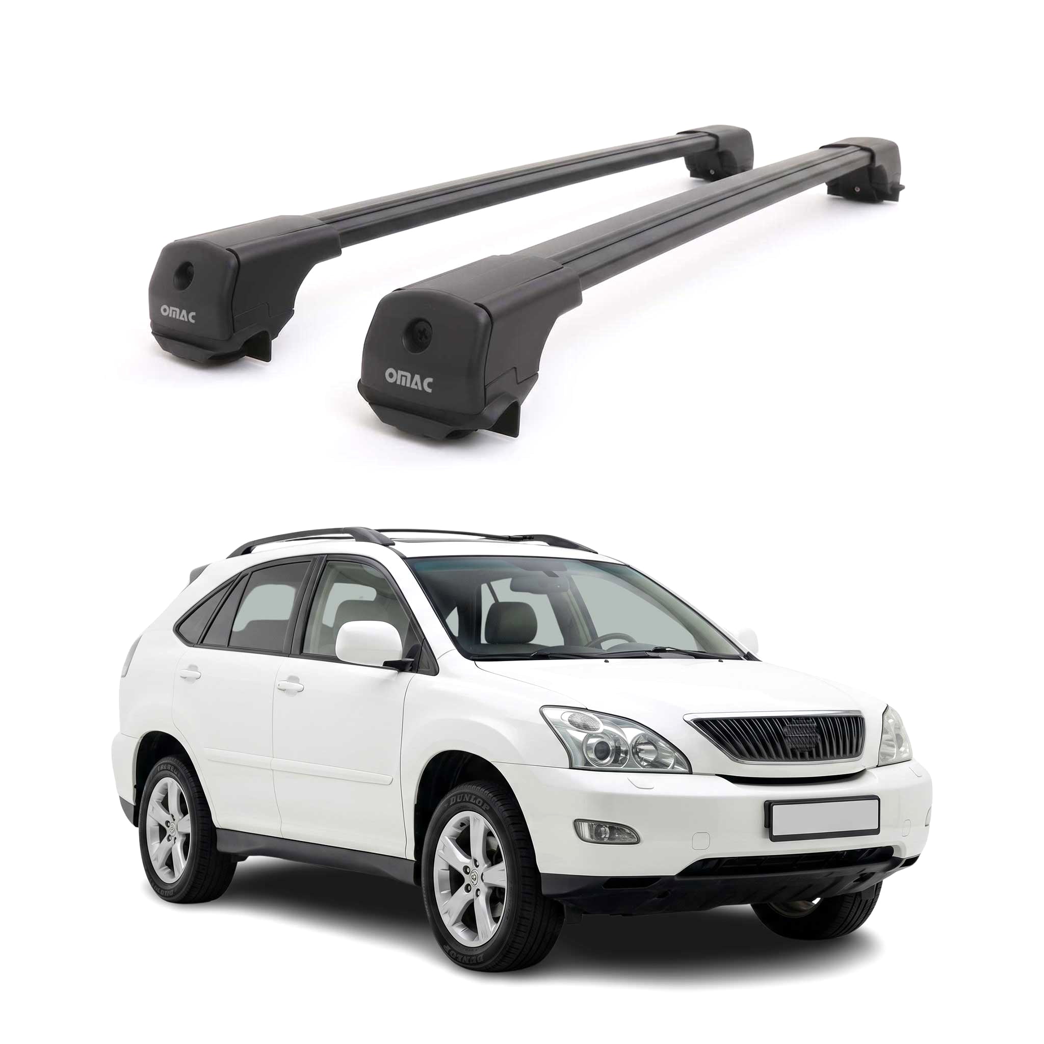 Dachträger Grundträger für Lexus RX II 2004-2009 Aluminium 75kg Schwarz 2tlg