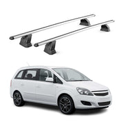 Alu Dachträger für Opel Zafira B Cosmo 2007-2014 TÜV T-Nut 75 kg 2tlg Silber