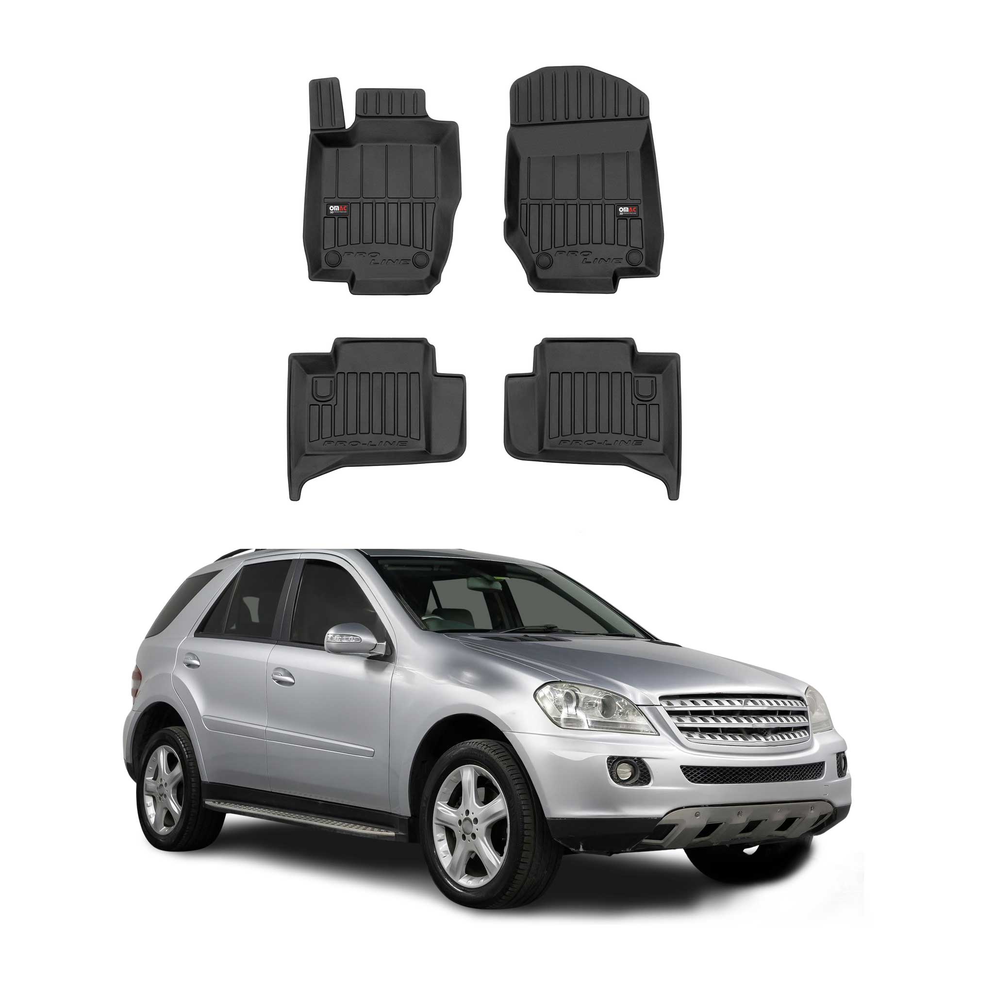OMAC Gummi Fußmatten für Mercedes M Klasse W164 2005-2011 Premium TPE Schwarz 4x