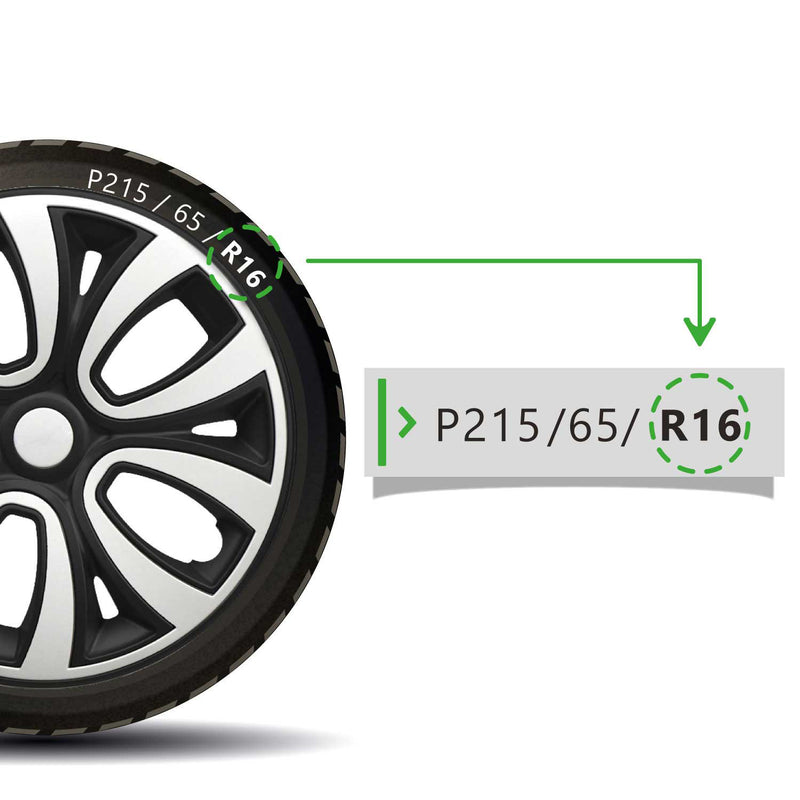 4x Radblenden Radkappen Radzierblenden 16" Zoll Schwarz Weiß