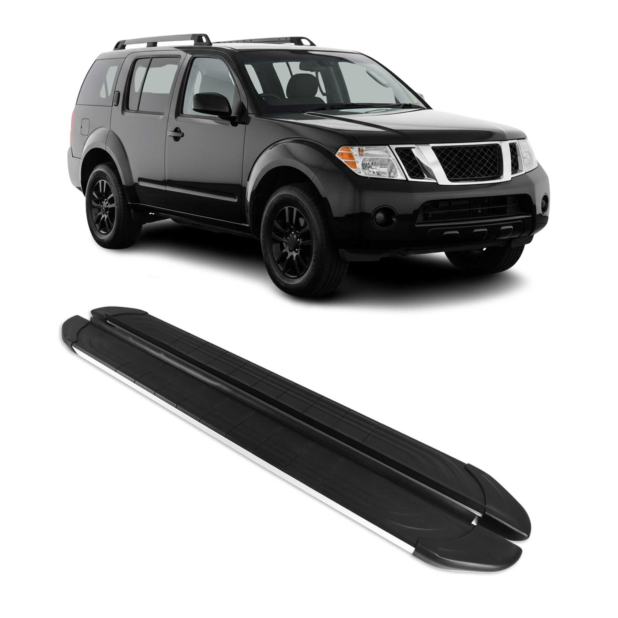 Trittbretter Seitenschweller für Nissan Pathfinder 2005-2012 Alu Schwarz Grau