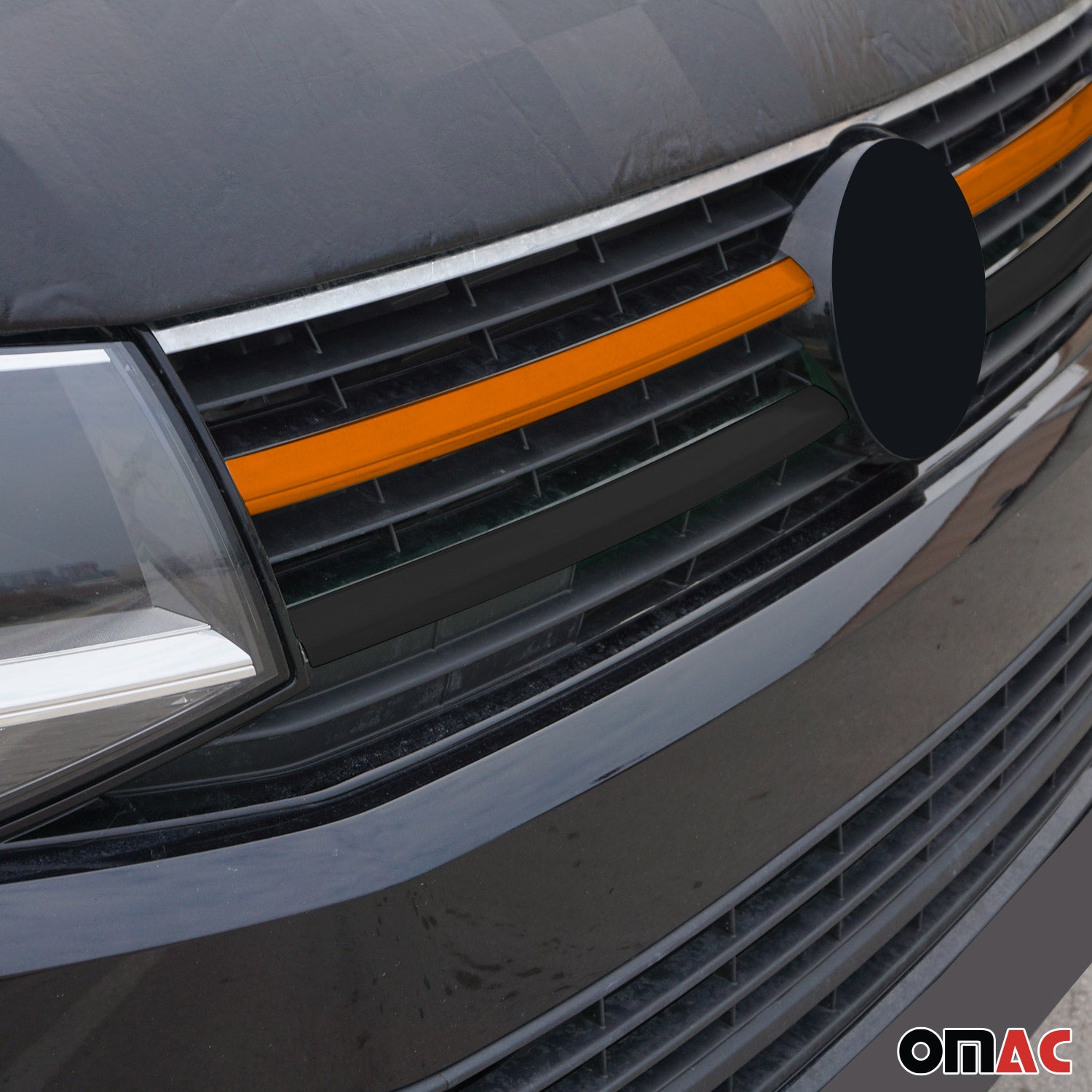 Kühlergrill Grillleisten für VW T6 2015-2019 Highline Edelstahl Orange 2tlg