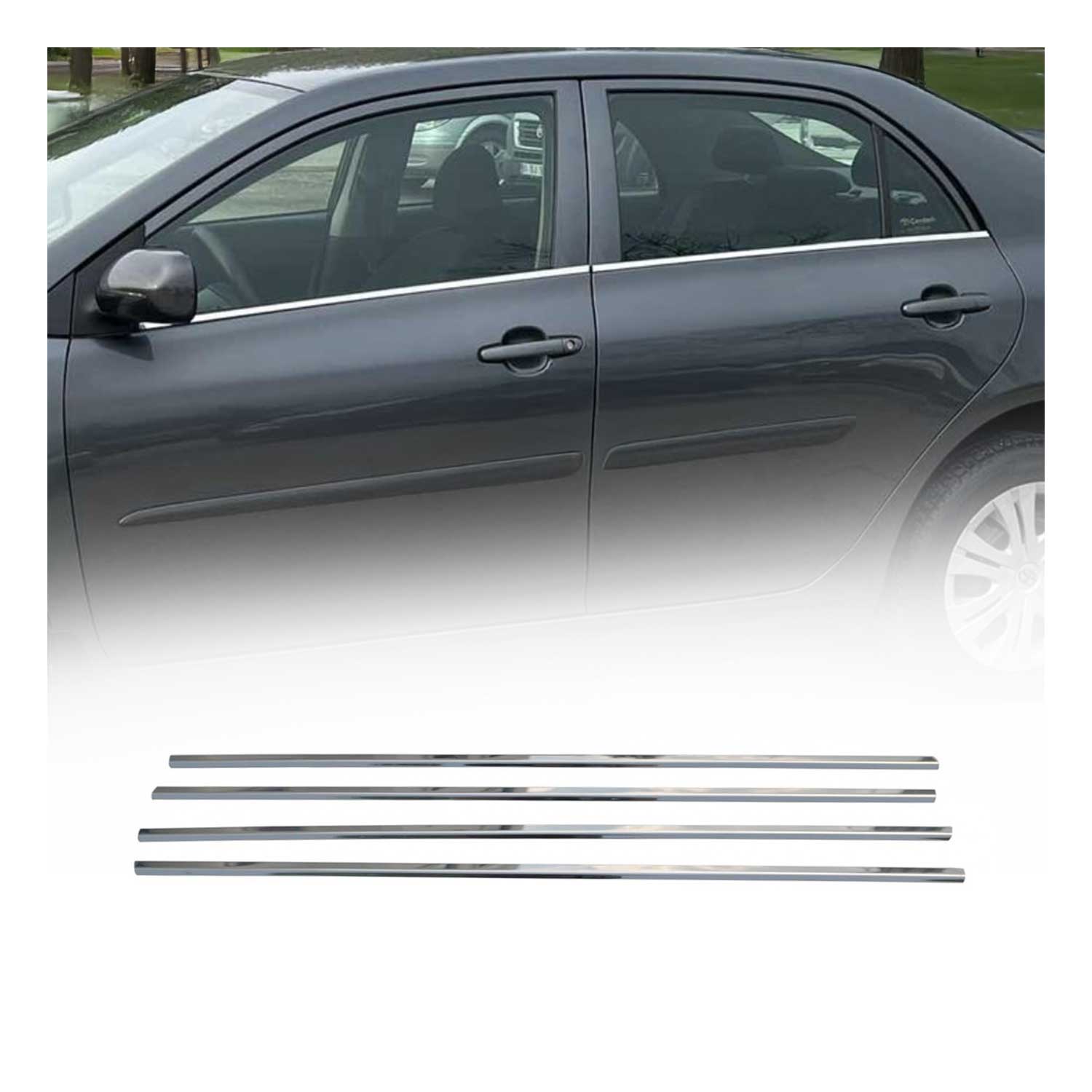 Fensterleisten Zierleisten für Toyota Corolla 2007-13 Stufenheck Edelstahl 4tlg