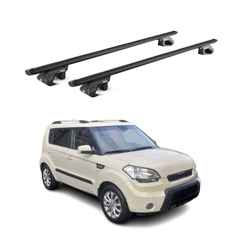 Dachträger Grundtäger für Kia Soul 2008-2013 5 tür 90kg Alu Schwarz 2 tlg ABE