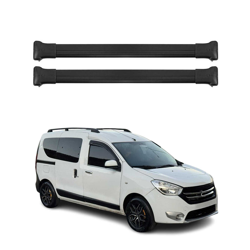 Dachträger Grundtäger für Dacia Dokker 2012-2021 75kg Aluminium Schwarz 2tlg