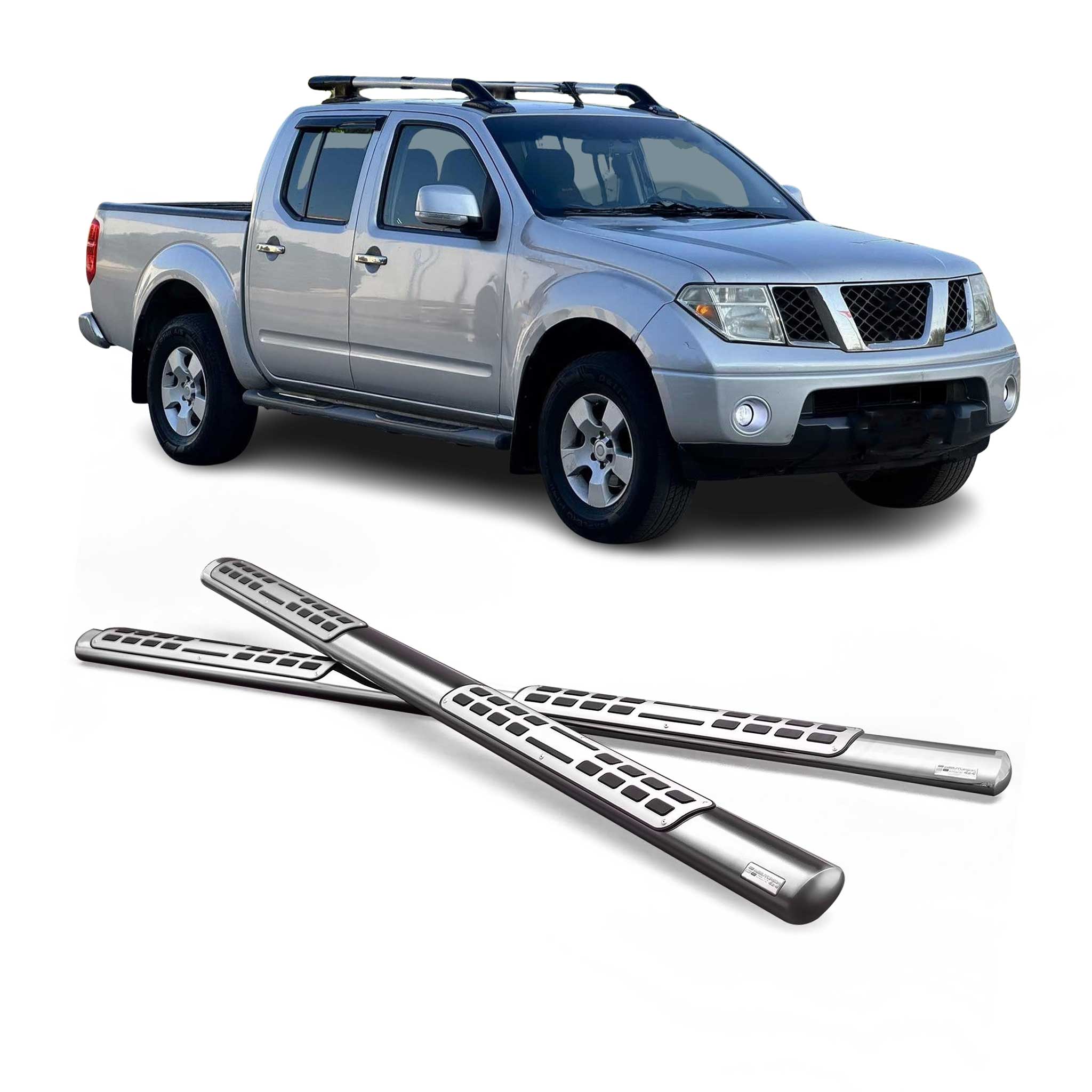 Stahl Seitenschweller Schwellerrohre für Nissan Navara Double Cab 2005-2010 Grau