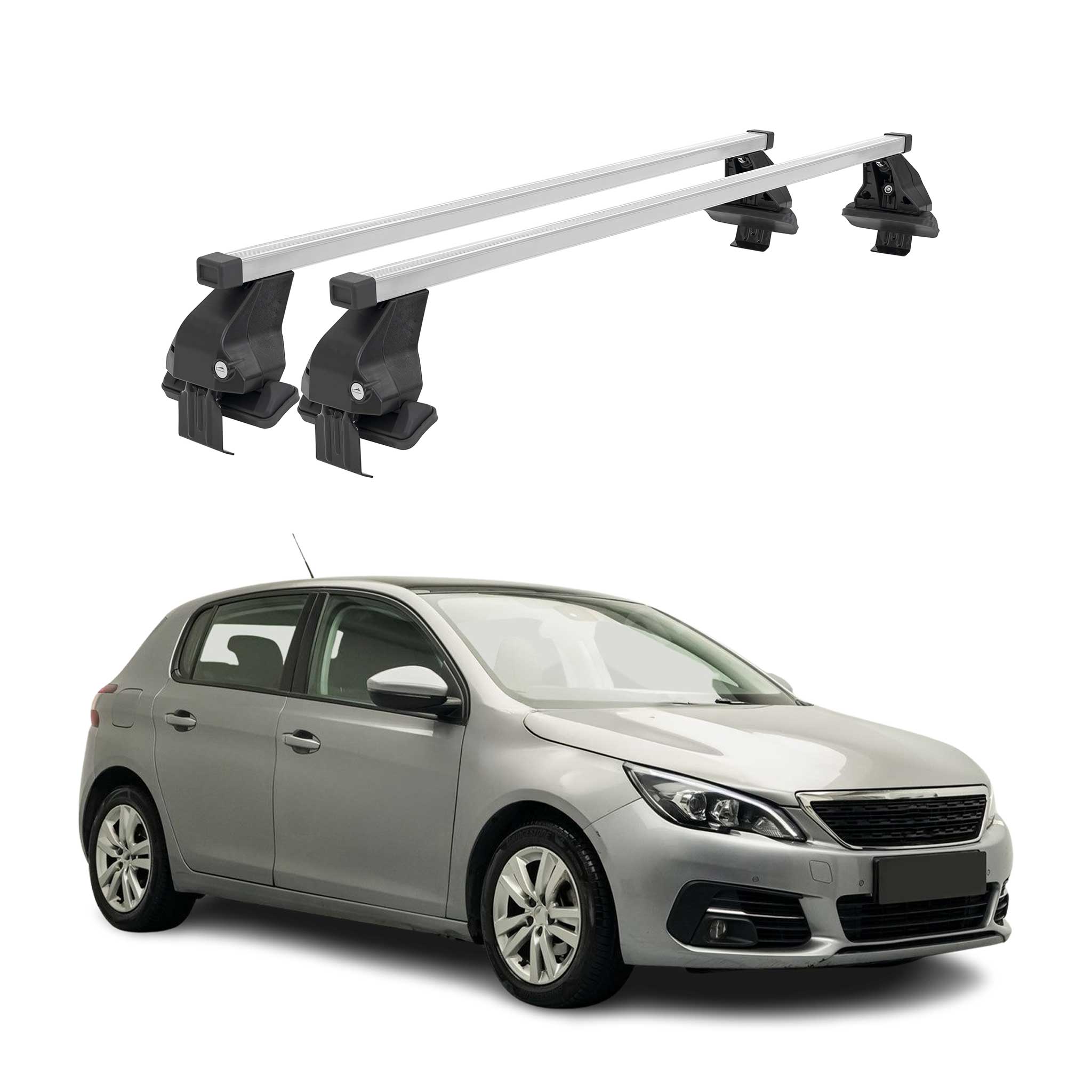 Menabo Dachträger Grundtäger für Peugeot 308 2013-2021 50kg Stahl Silber 2 tlg