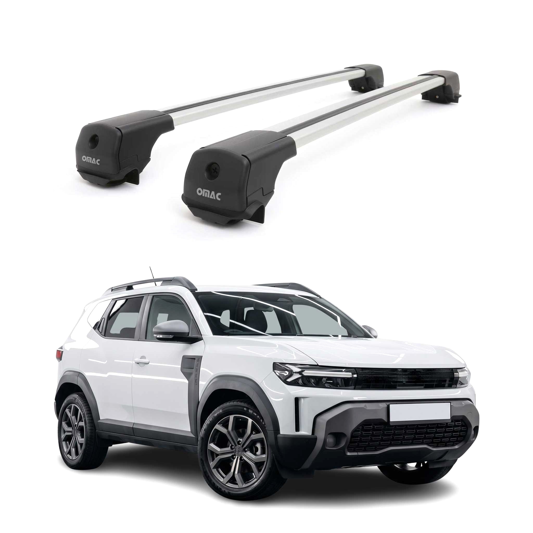 Dachträger Grundträger für Dacia Duster mk3 2024-2026 Aluminium 75kg Grau 2tlg