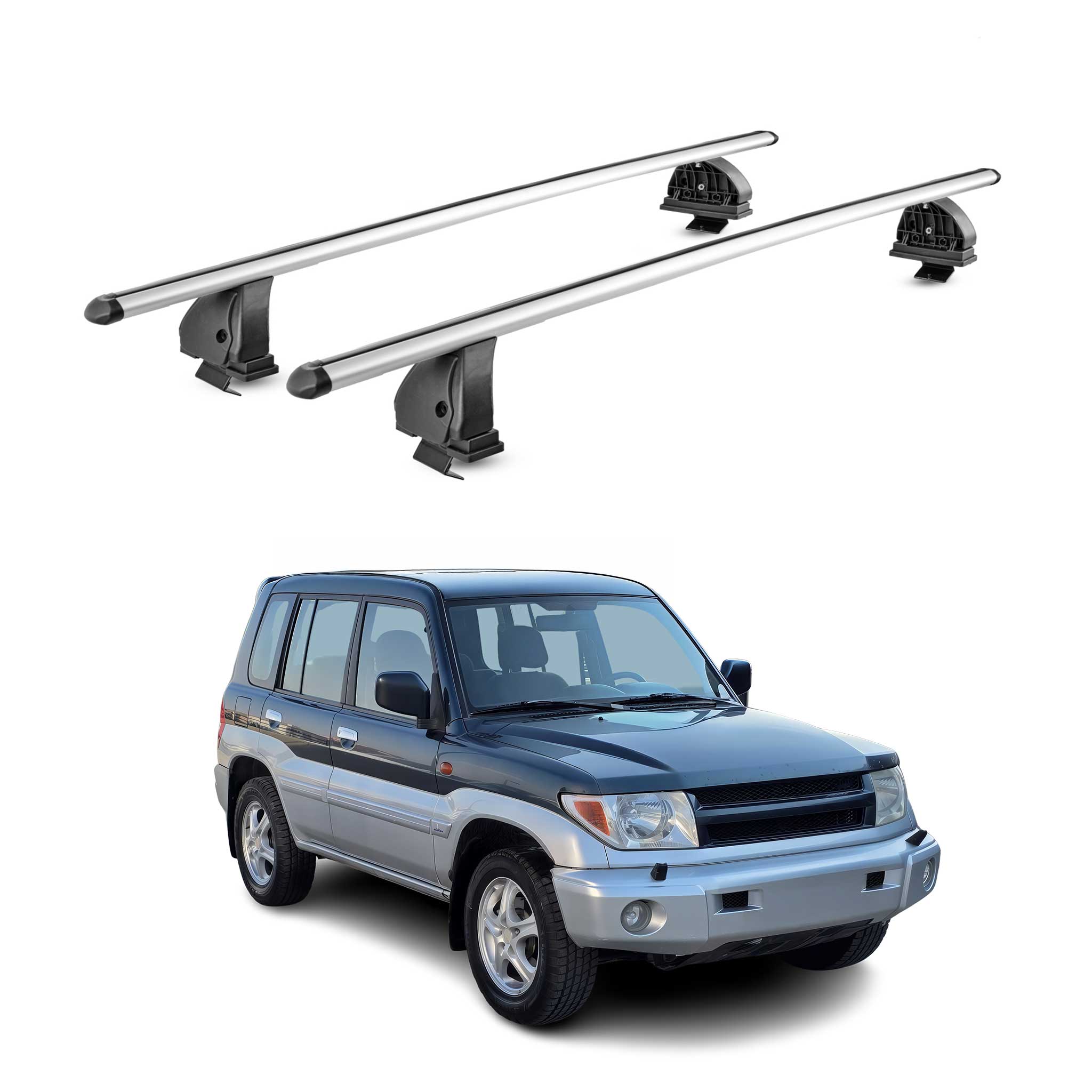 Alu Dachträger für Mitsubishi Pajero Sport I 1998-2008 TÜV T-Nut 75 kg 2x Silber