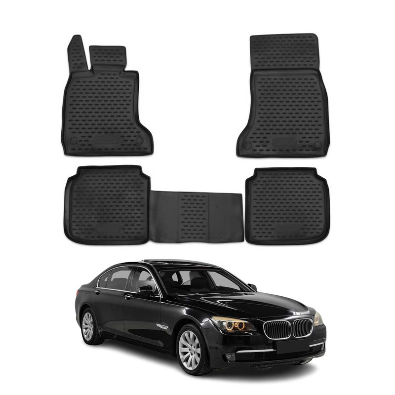 OMAC Gummimatten Fußmatten für BMW 7er F02 2008-2015 TPE Automatten Schwarz 4x