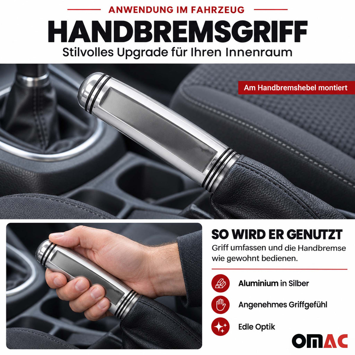Handbremshebel Handbremsgriff für Peugeot 207 1007 Citroen C2 C3 C4 Alu Silber