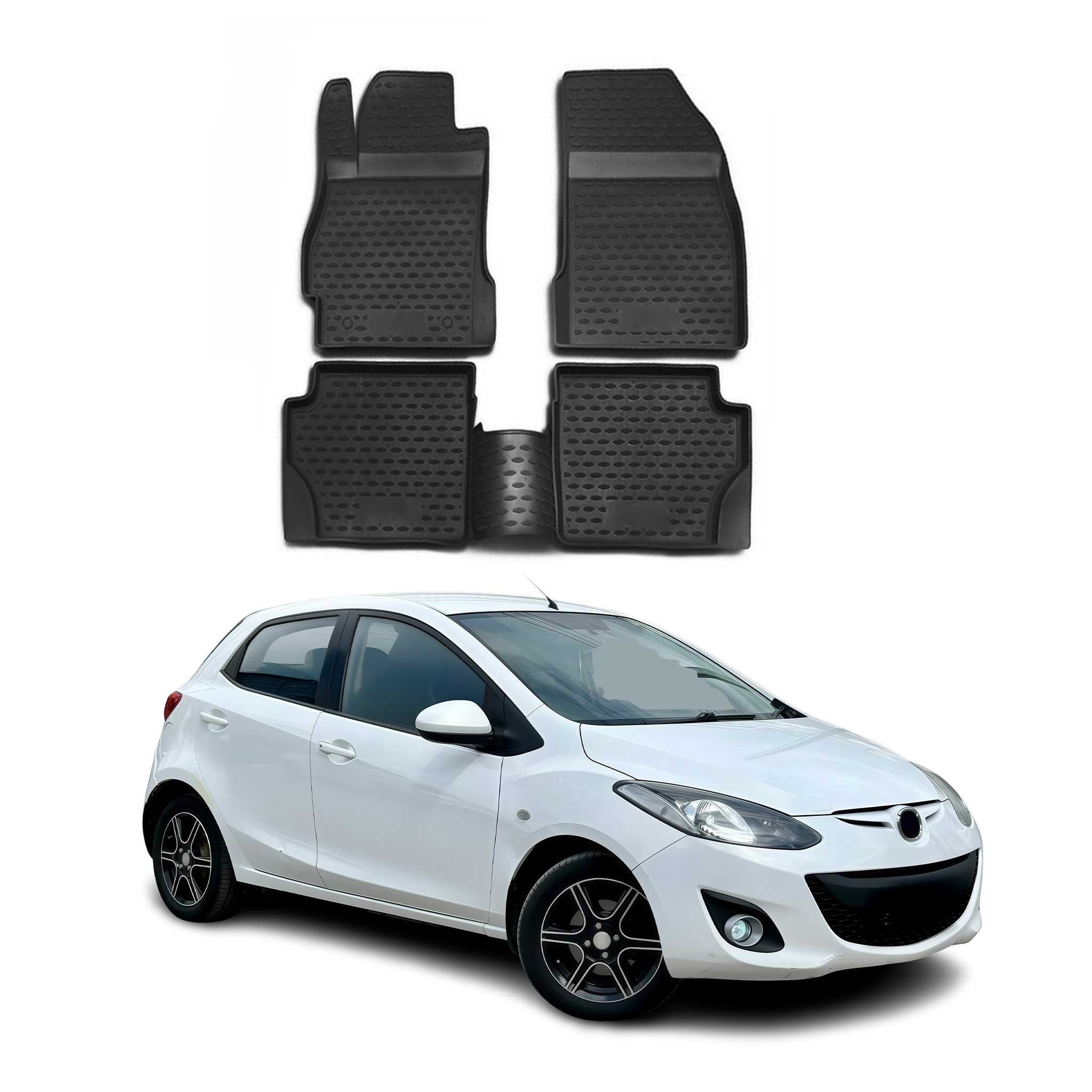 OMAC Gummimatten Fußmatten für Mazda 2007-2015 TPE Automatten Schwarz 4x