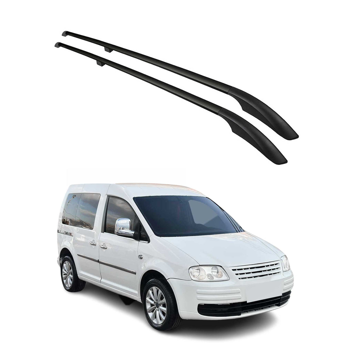 Dachreling Dachgepäckträger für VW Caddy 2010-2020 L1 Kurz Alu Schwarz