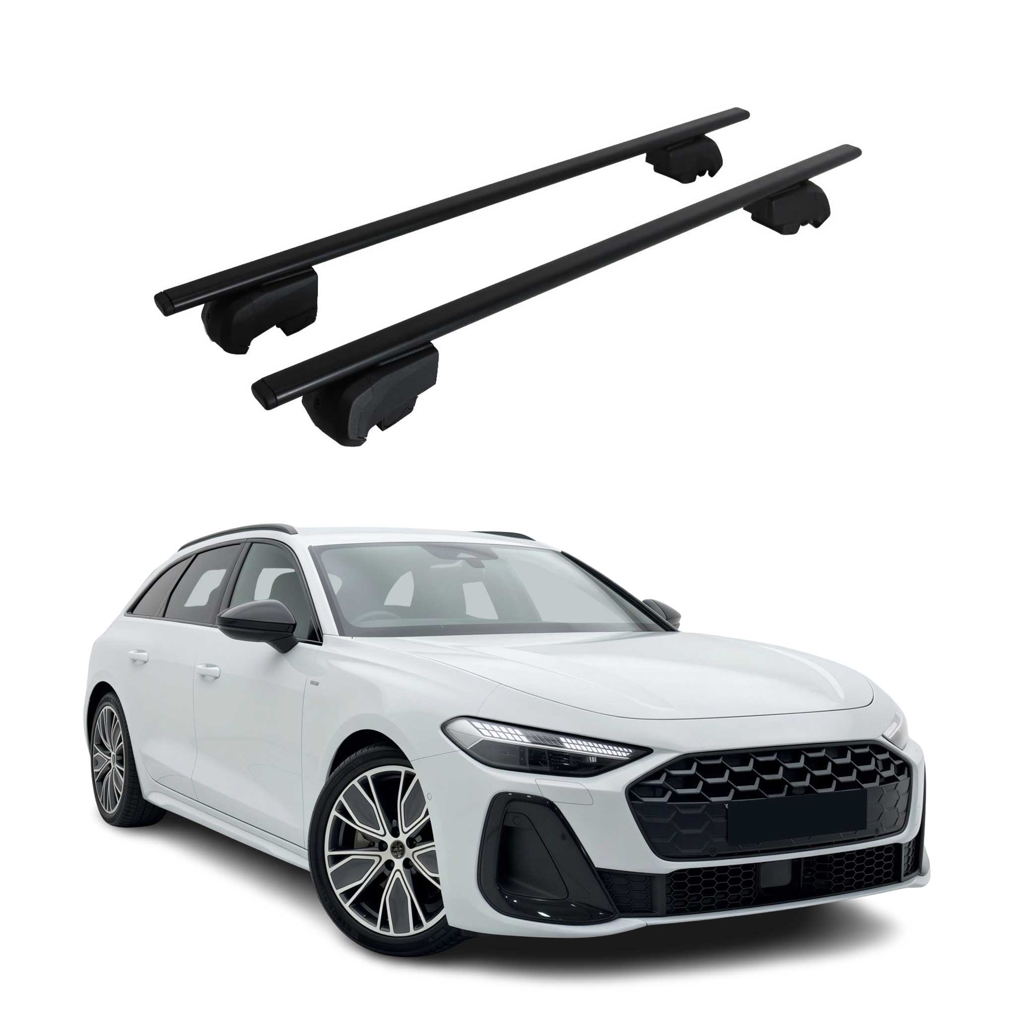 Dachträger Grundtäger für Audi A5 B10 Avant 2025-2026 75kg Metall Schwarz 2 tlg