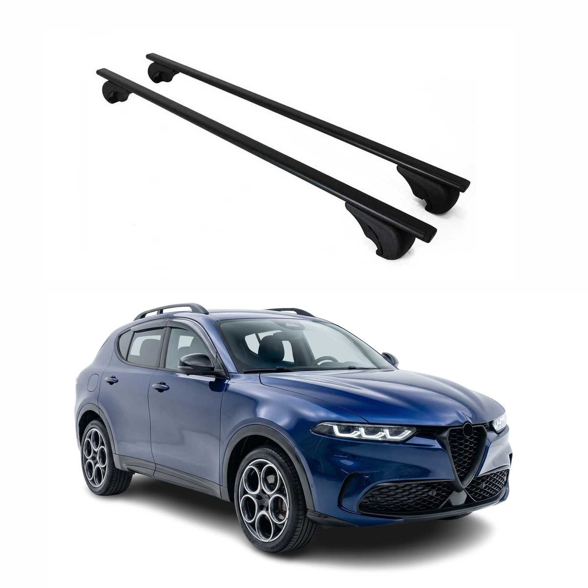 Dachträger Grundtäger für Alfa Romeo Tonale 2022-2026 75kg Metall Schwarz 2 tlg