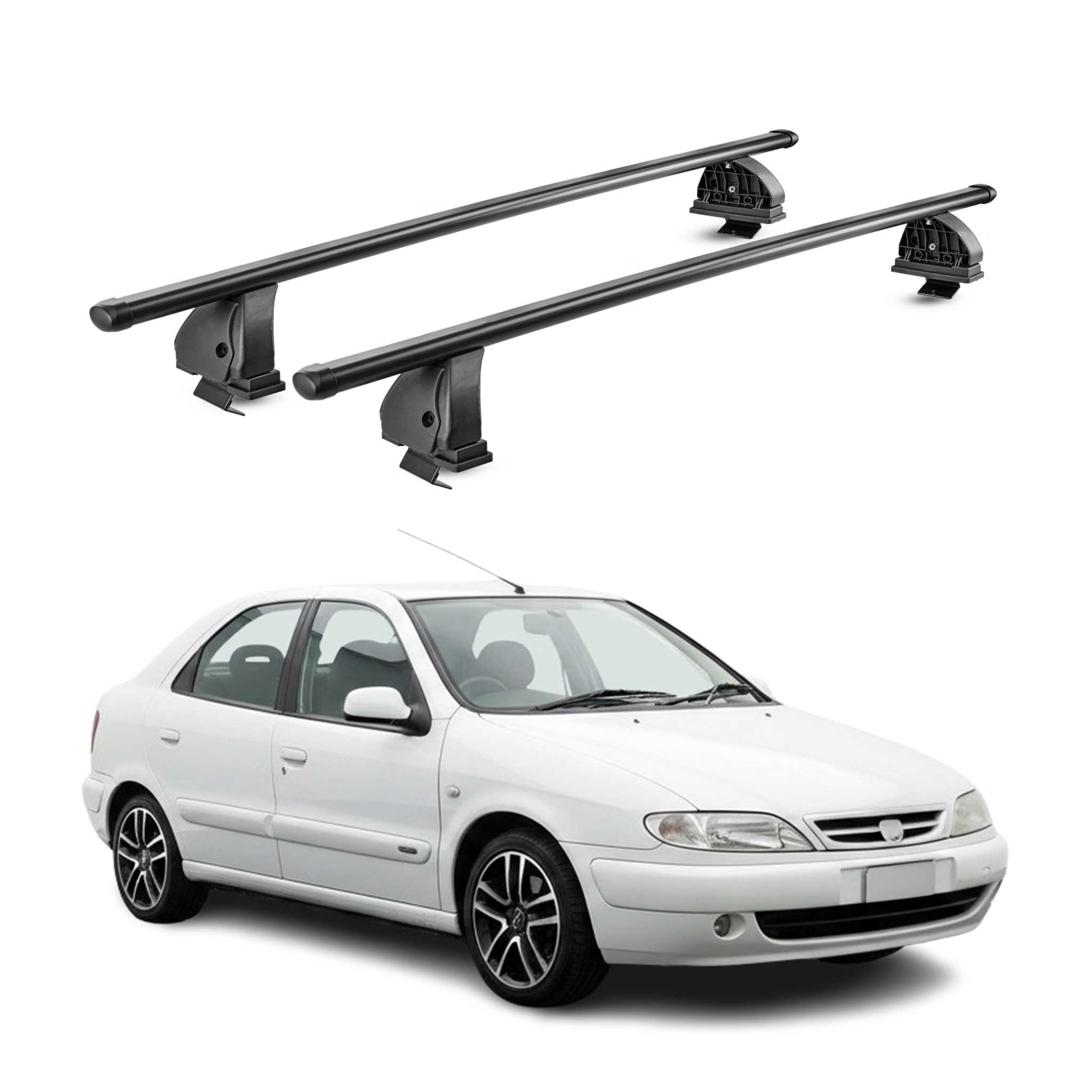 Stahl Dachträger für Citroen Xsara 1997-2006 TÜV Abschließbar 2tlg Schwarz