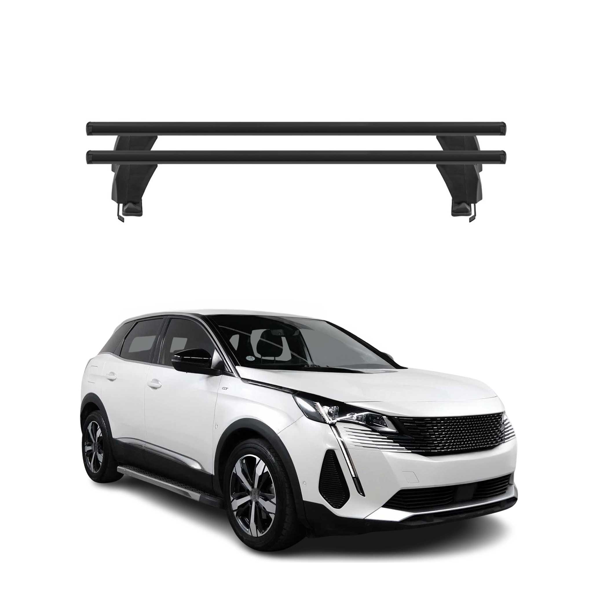 Menabo Dachträger Grundträger für Peugeot 3008 II 2021-2024 FL Alu Schwarz 2x