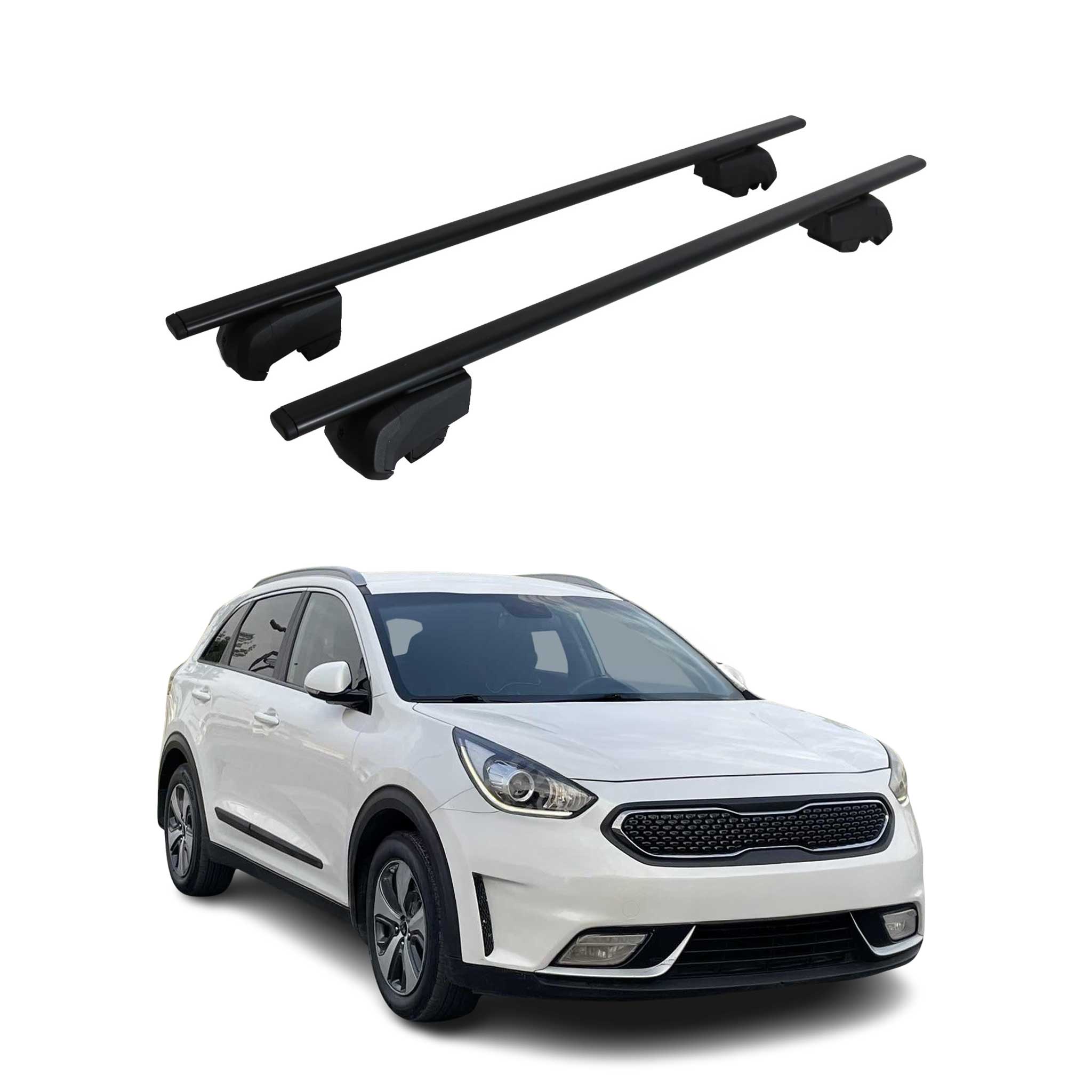 Dachträger Grundtäger für Kia Niro I 2017-2022 75kg Metall Schwarz 2 tlg