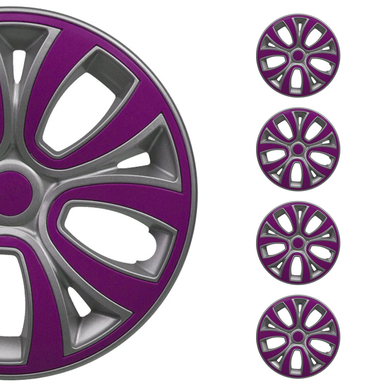 4x Radblenden Radkappen Radzierblenden 14" Zoll Grau Lila Glänzend