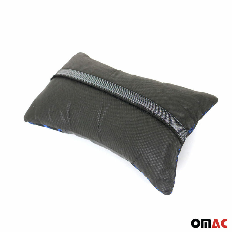 KFZ Auto Kopfstütze Sitzkissen Nackenstütze Textil & Leder Blau Schwarz 8x30 cm