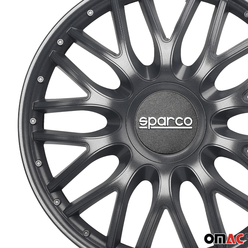Radkappen Radzierblenden Sparco Roma 14" Zoll Auto Abdeckung Set Grau 4 Stück