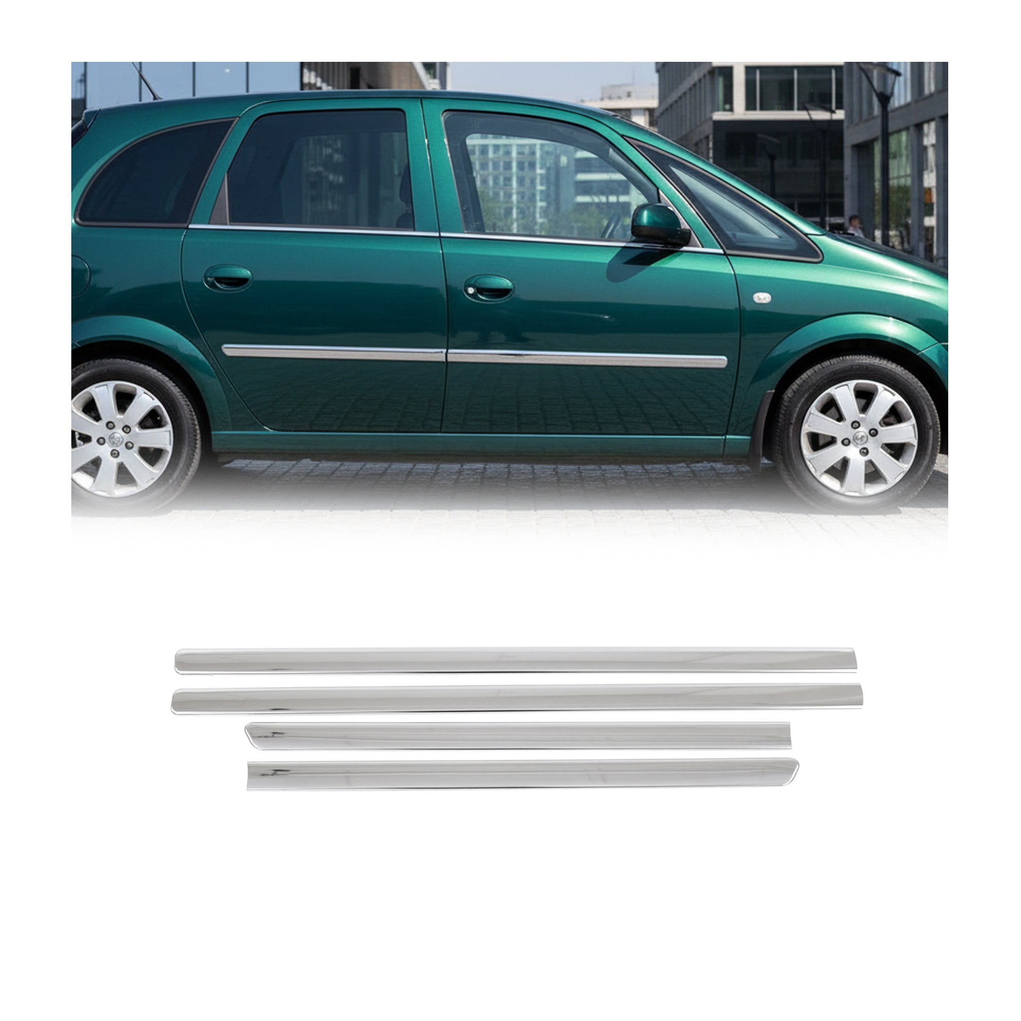 Seitentürleiste Türleisten Türschutzleiste für Opel Meriva 2003-2010 Chrom 4x
