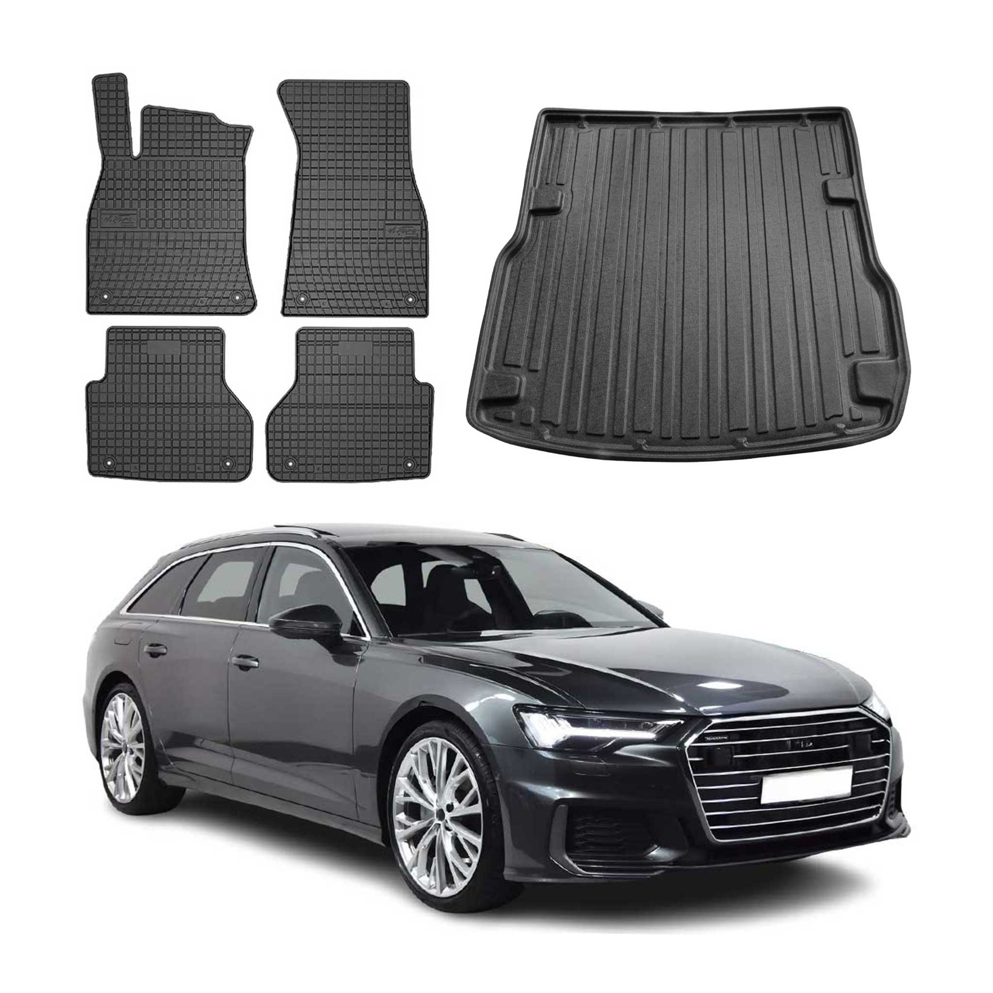 Fußmatten & Kofferraumwanne Set für Audi A6 C8 Avant Allroad 2018-2025 Gummi 5x