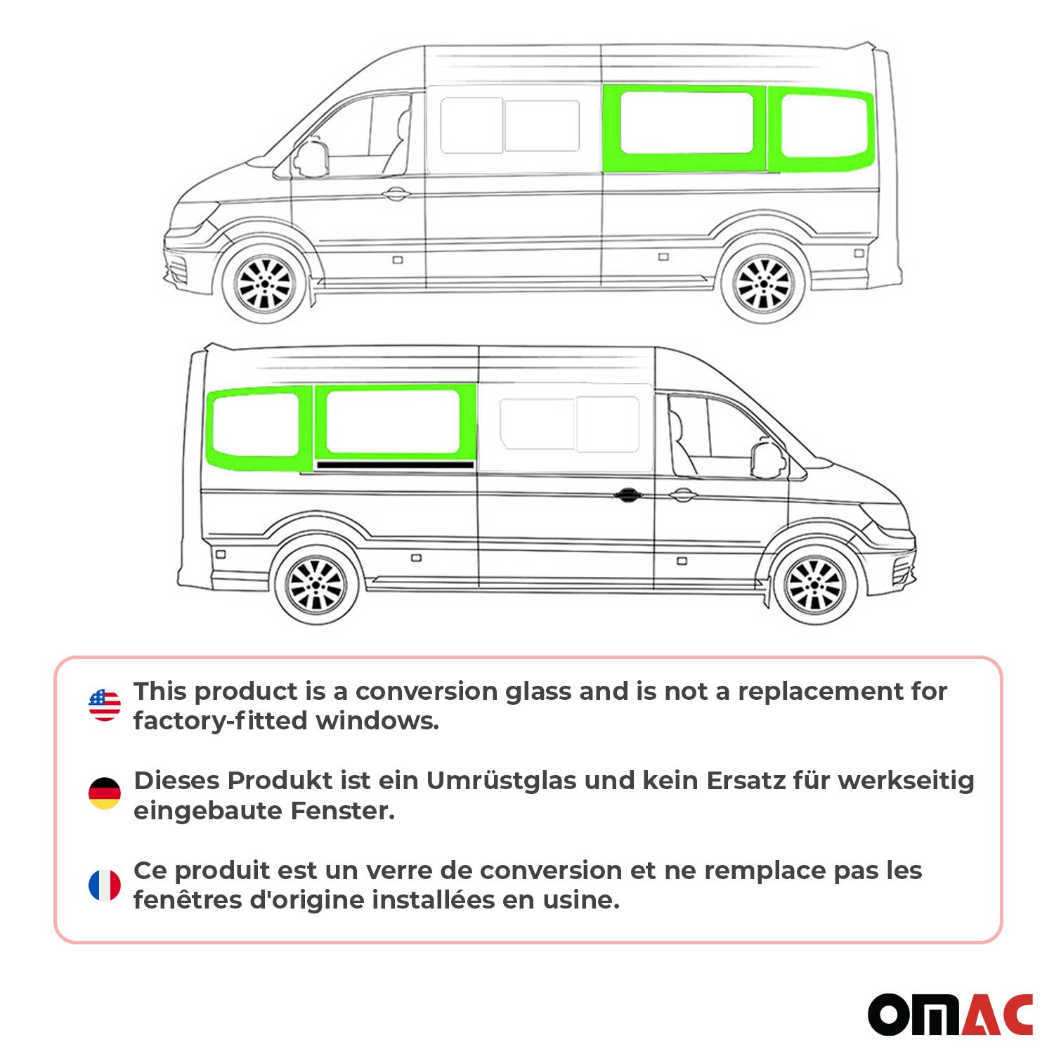 Seitenfenster Autoglas für VW Crafter 2017-2026 Links Rechts 4x SET L3 Langer