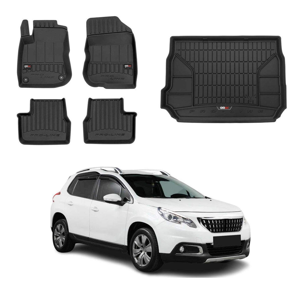 OMAC Fußmatten & Kofferraumwanne Set für Peugeot 2008 2013-2019