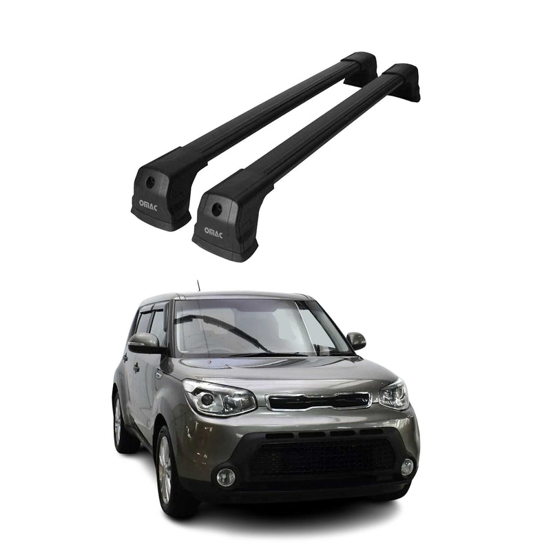 Dachträger Grundtäger für Kia Soul 2014-2019 75kg Aluminium Schwarz 2 tlg
