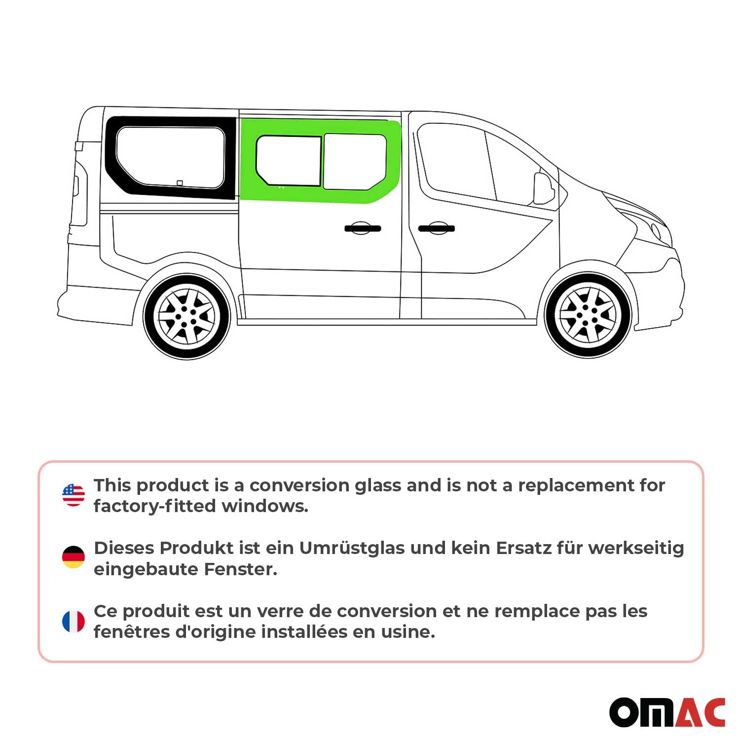 Seitenfenster Schiebefenster für Nissan Primastar 2014-2024 Rechts L1 L2 Schwarz