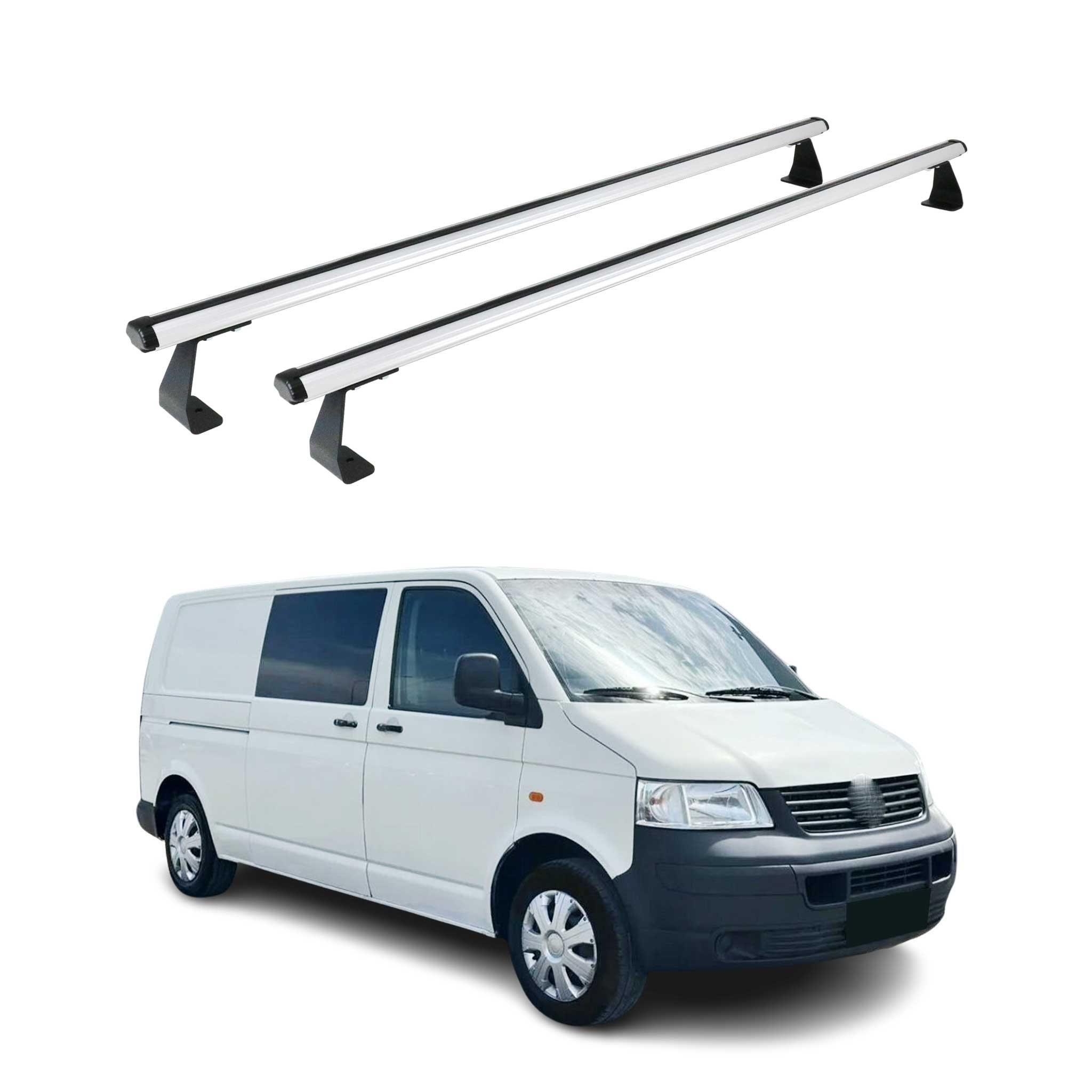 Dachträger für VW T5 T6 Transporter Multivan Caravelle 2003-2024 Alu Grau 2tlg