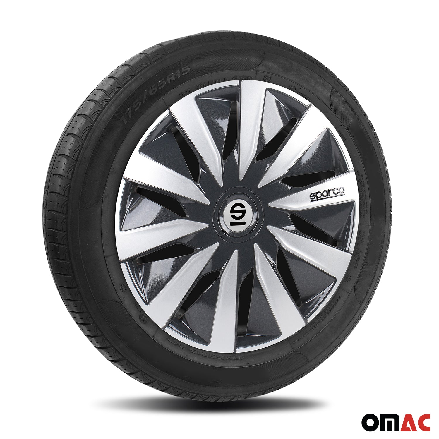 Radkappen Radzierblenden Sparco Lazio 14" Zoll Auto Abdeckung Set Grau Silber 4x