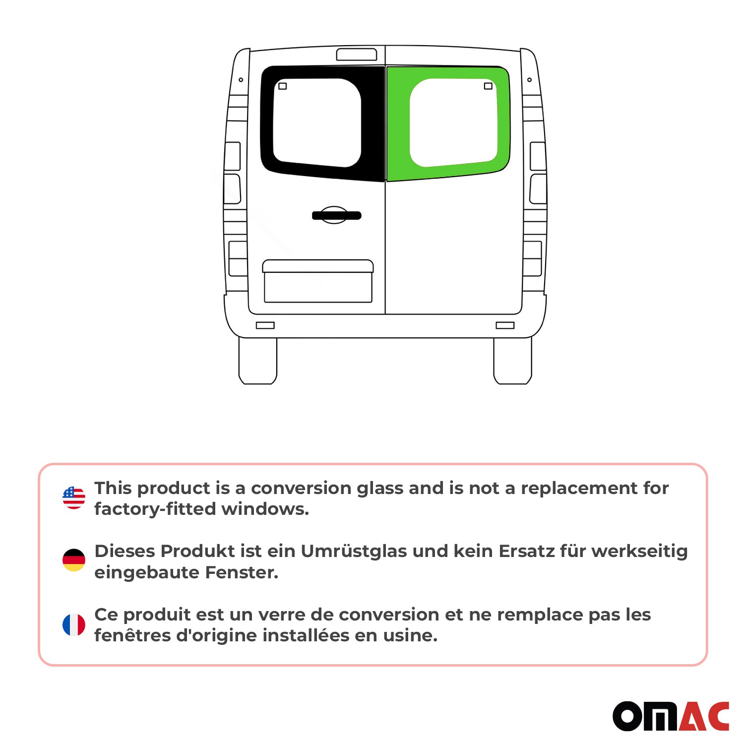 Heckscheibe Fenster für Mercedes Vito W447 2014-26 Doppelflügeltür Rechts L2 L3