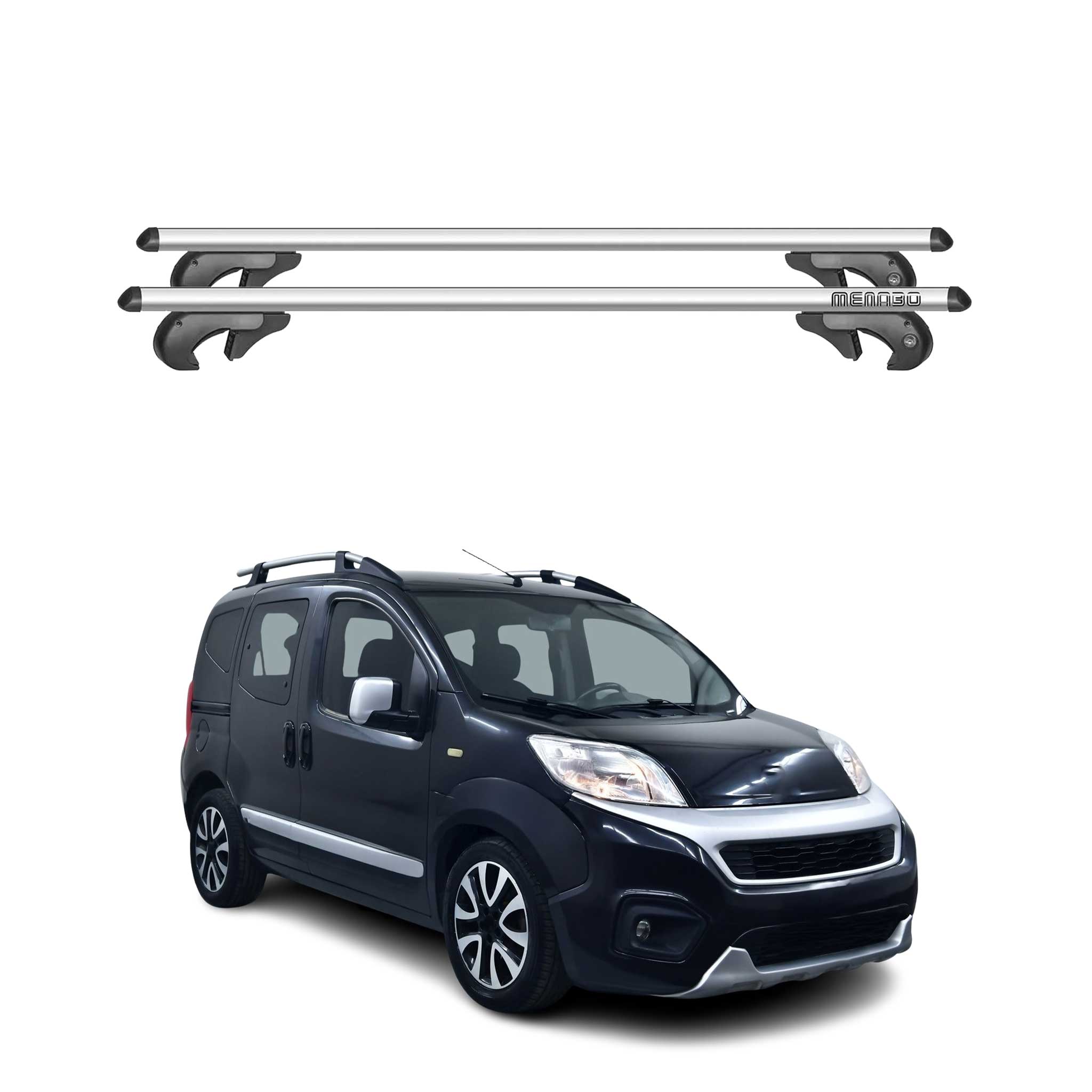 Menabo Dachträger Grundtäger für Fiat Fiorino 2007-2016 90kg Alu Silber 2 tlg