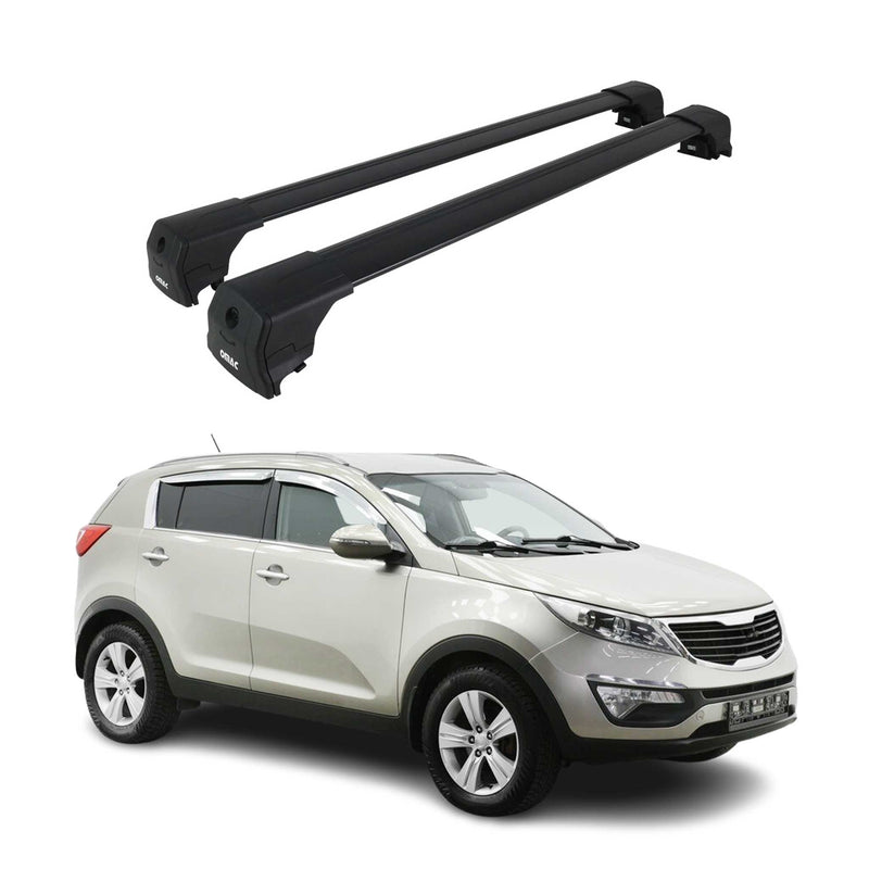 Dachträger Grundtäger für Kia Sportage SL 2010-2015 75kg Aluminium Schwarz 2tlg