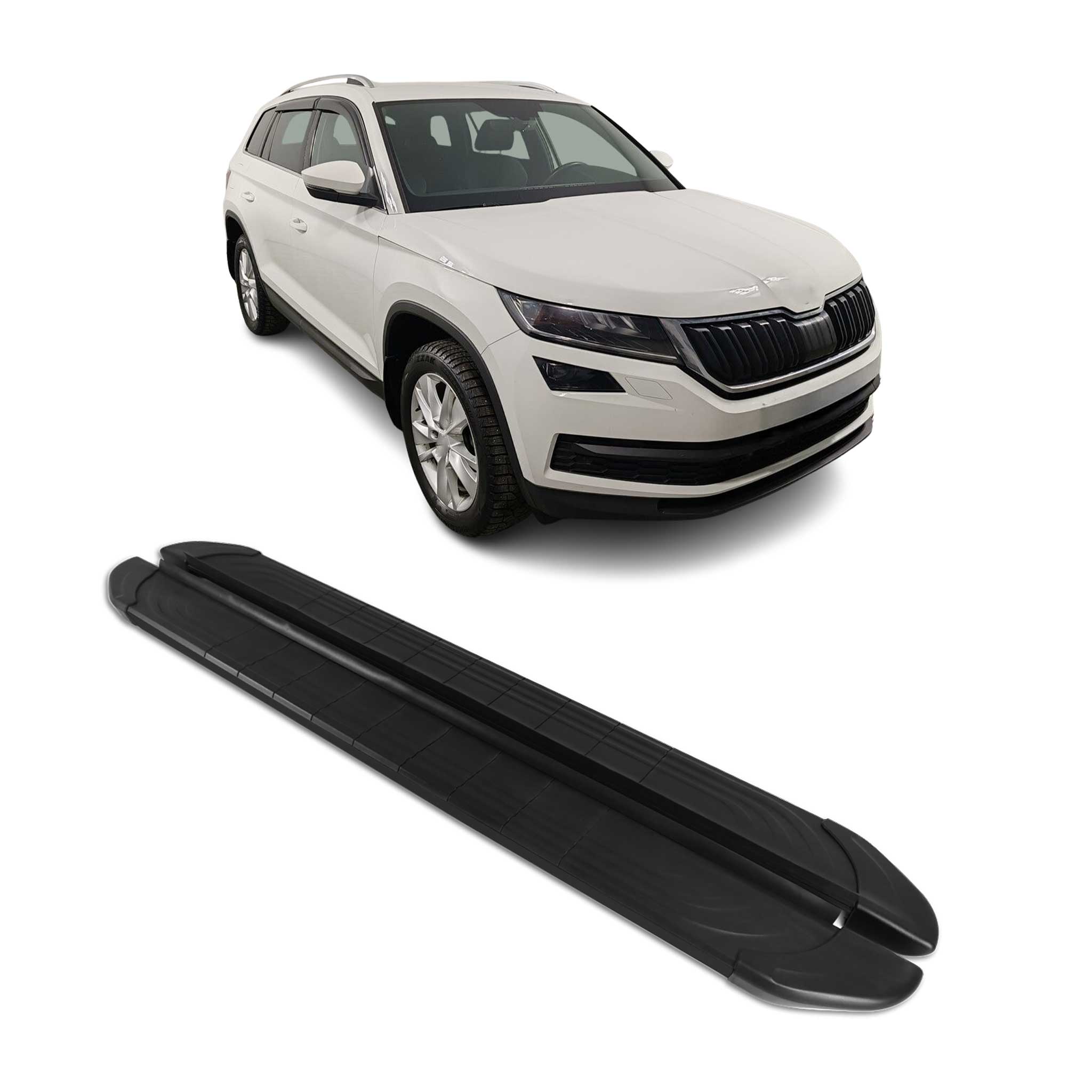 Trittbretter Seitenschweller für Skoda Kodiaq 2017-2023 Aluminium Schwarz 2tlg