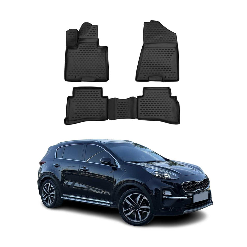 OMAC Gummimatten Fußmatten für Kia Sportage 2015-2021 TPE Automatten Schwarz 4x