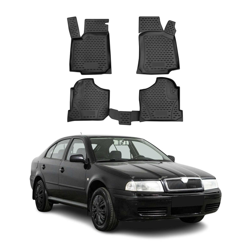 OMAC Gummimatten Fußmatten für Skoda Octavia 1996-2004 TPE Automatten Schwarz 4x
