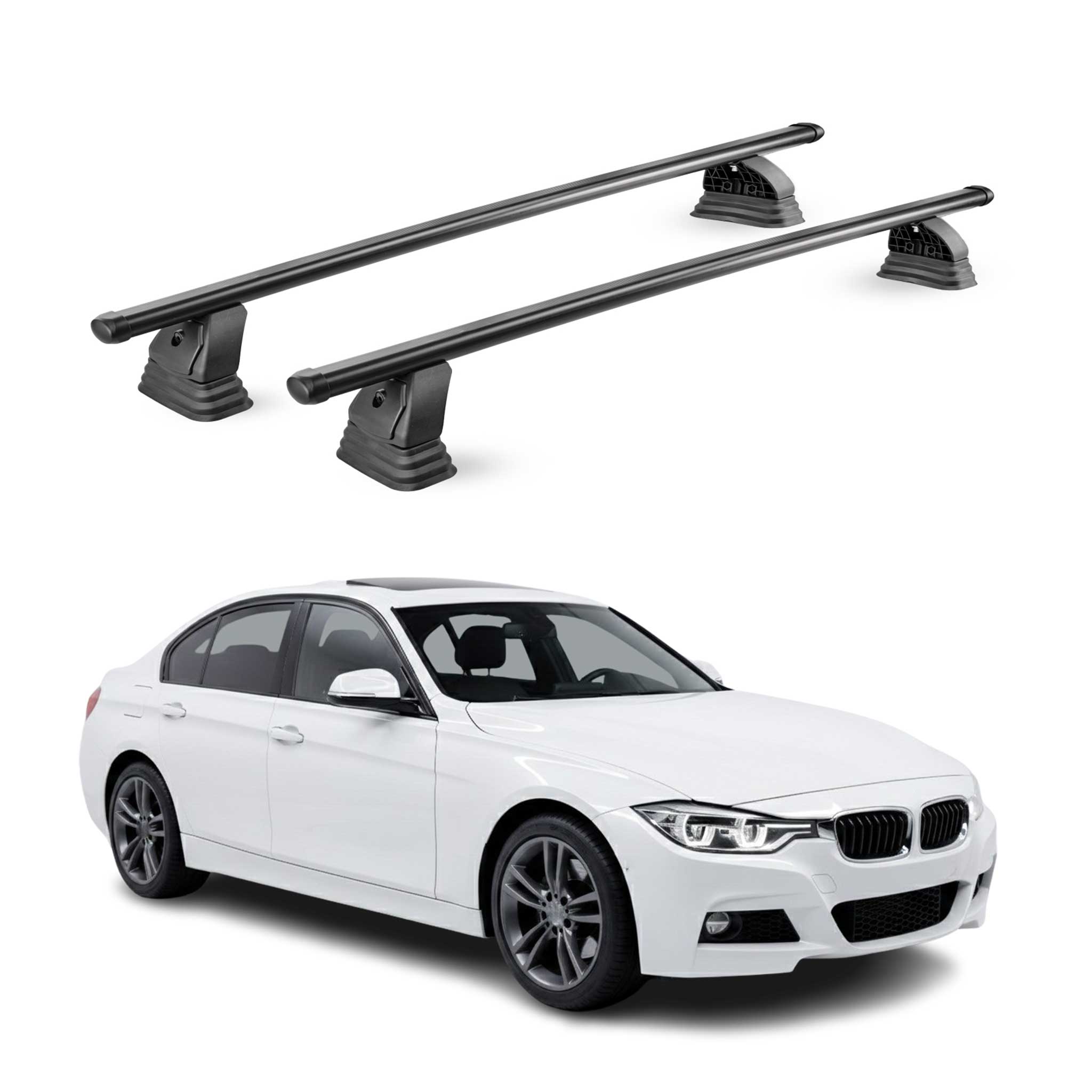 Stahl Dachträger für BMW 3er F30 Limo 2012-2019 TÜV Abschließbar 2tlg Schwarz