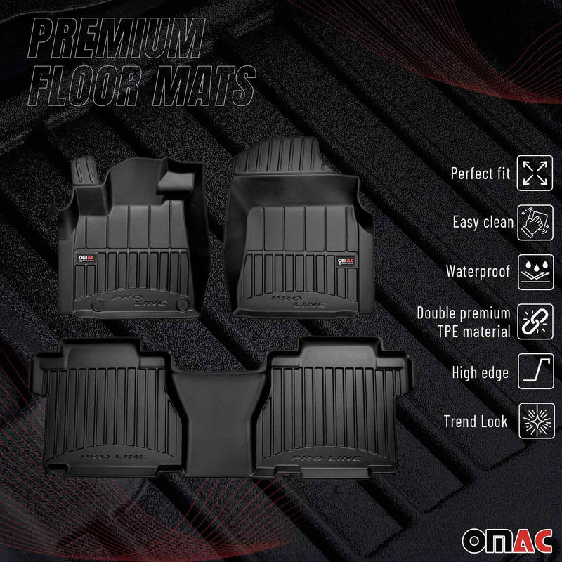 OMAC Gummi Fußmatten für Toyota Tundra CrewMax 2007-2013 Premium TPE Schwarz 4x