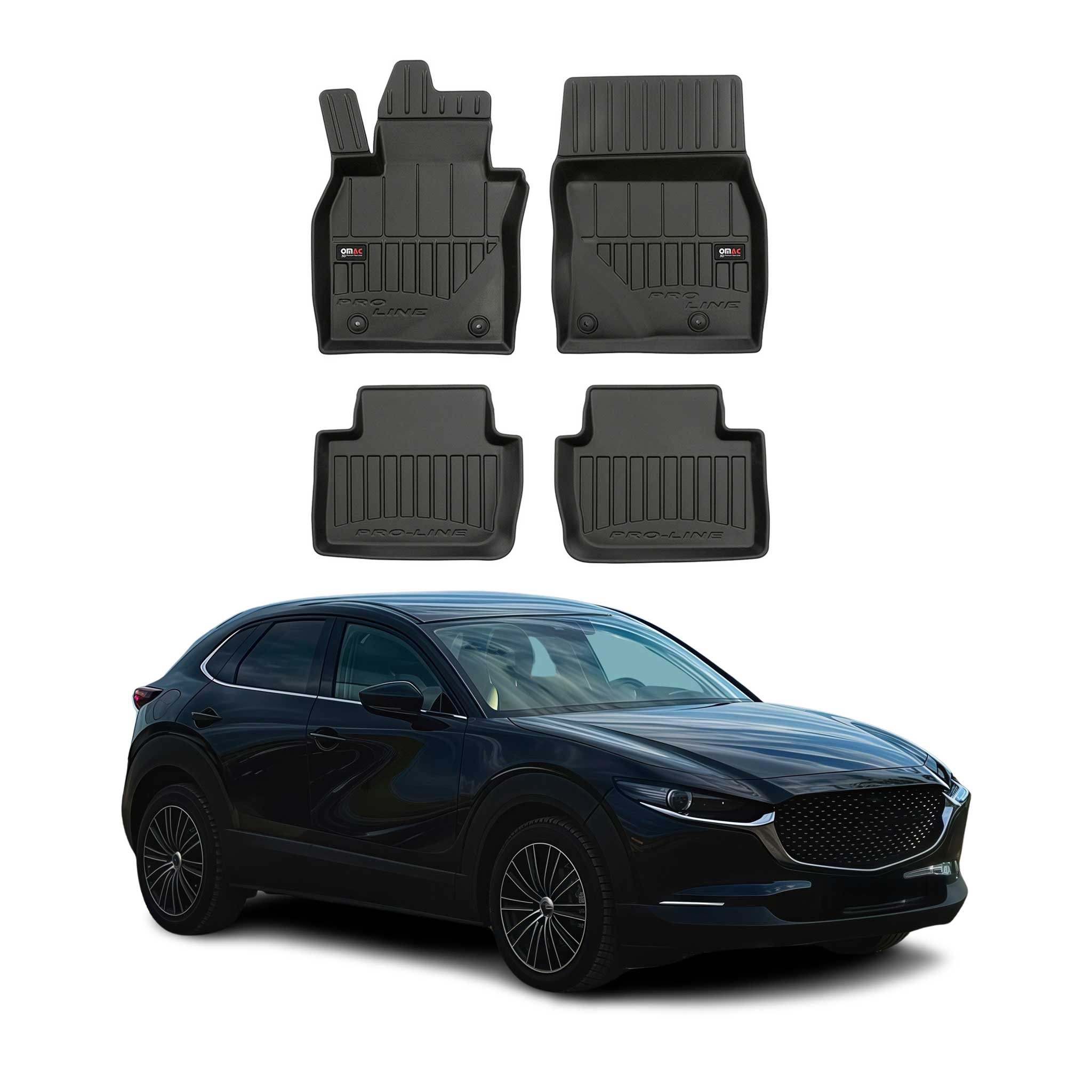 OMAC Gummi Fußmatten für Mazda CX-30 2020-2026 Premium TPE Automatten Schwarz 4x