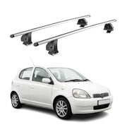Alu Dachträger für Toyota Yaris I Schrägheck 1999-2005 TÜV T-Nut 75 kg 2x Silber