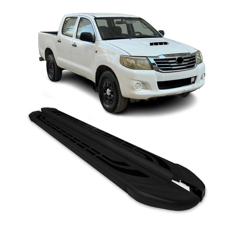 Trittbretter Seitenschweller für Toyota Hilux DoubleCab 2006-15 Alu Schwarz