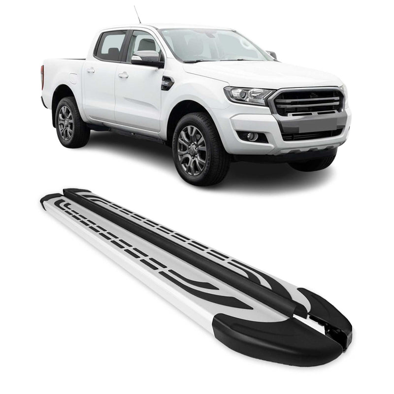 Trittbretter Seitenschweller für Ford Ranger Double Cab 2012-2022 Alu Grau