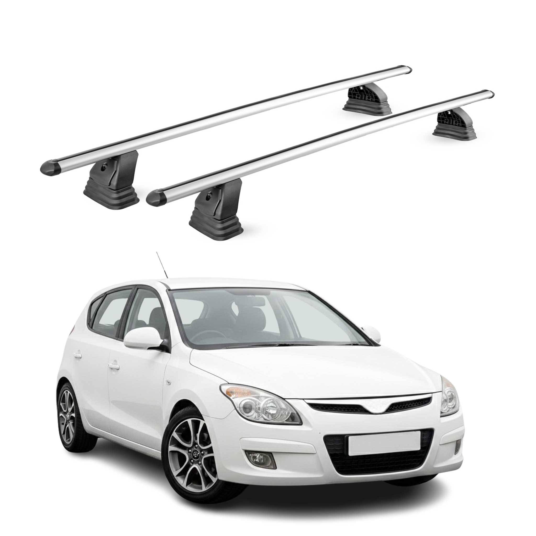 Alu Dachträger für Hyundai i30 I 2007-2012 TÜV T-Nut Abschließbar 2tlg Silber