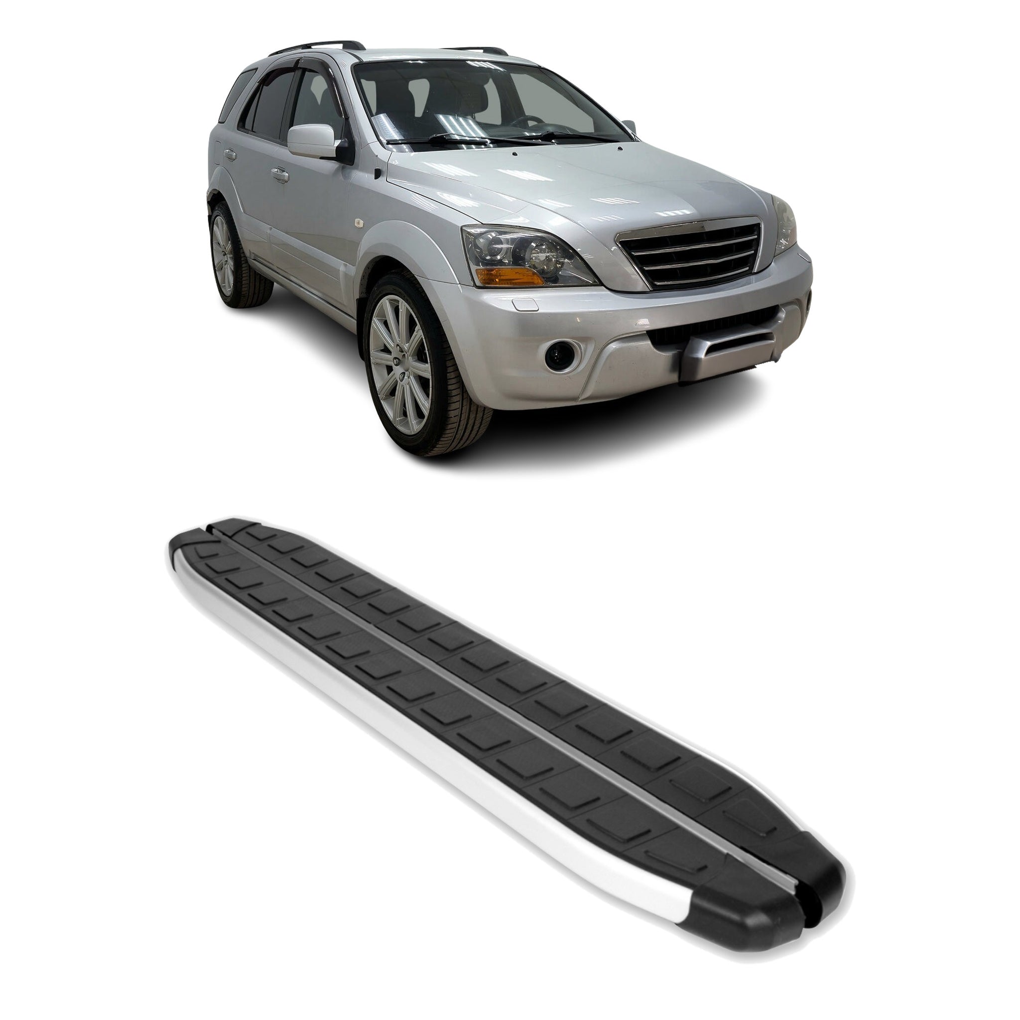 Seitenschweller Seitenbretter Trittbretter für Kia Sorento I 2002-2009 Schwarz