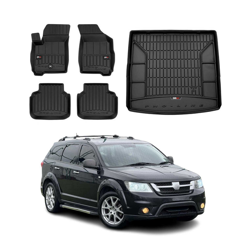 OMAC Fußmatten & Kofferraumwanne Set für Fiat Freemont 2011-2015 Gummi 5x