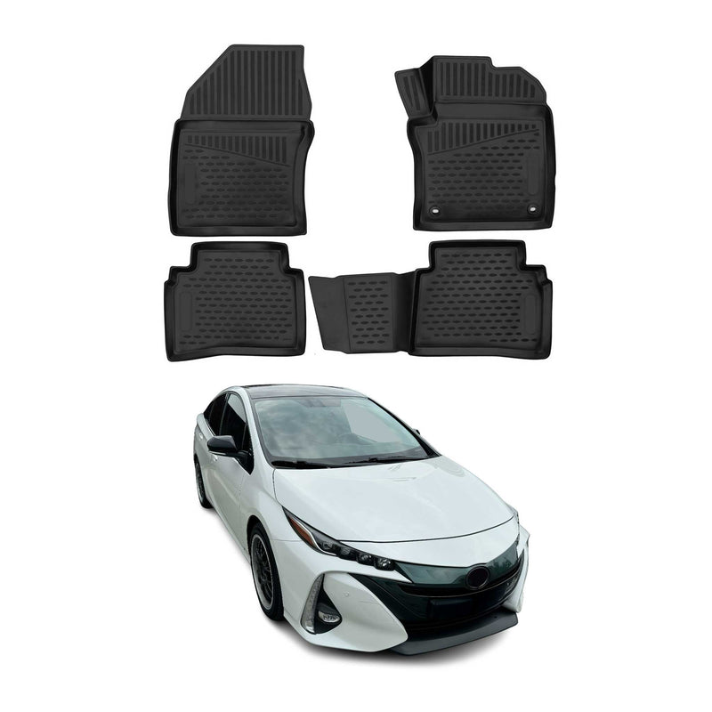 OMAC Gummimatten Fußmatten für Toyota Prius 2015-2021 RHD TPE Automatten Schwarz 4x